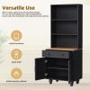 ON-TREND Farmhouse Storage Cabinet with 4 Solid Wood Gourd-Shaped Legs, Modern Kitchen Pantry Cabinet with Adjustable Shelves