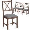 Set of 4 Dining Chairs, Upholstered X-Back Dining Room Chairs with Rubberwood Legs and Padded Seat for Kitchen, Gray