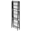 4-Tier Foldable Storage Shelf, 36W x 21D x 60H Inch Folding Metal Rack Shelving Unit, No Assembly Organizer Shelf with 5 Wheels & 4 Hooks for Pantry