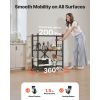 3-Tier Foldable Storage Shelf, 30W x 13D x 36H Inch Folding Metal Rack Shelving Unit, No Assembly Organizer Shelf with 5 Wheels & 4 Hooks for Pantry