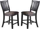 Dark Coffee Classic Wood Kitchen Dining Room Set of 2 High Chairs Fabric upholstered Seat Unique Design Back Counter Height Chairs