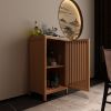 Bathroom Bamboo Storage Cabinet, Freestanding Floor Cabinet with Door and Shelf for Bathroom, Living Room, Bedroom, Hallway, Kitchen