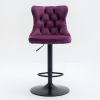 Swivel Velvet Barstools Adjusatble Seat Height from 25-33 Inch,17.7inch base