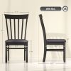 Wooden Dining Chairs Set of 2, Farmhouse Upholstered Kitchen Chairs with Rubber Wood Frame, Black and Gray