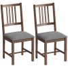 Set of 2 Dining Chairs, Upholstered Dining Room Chairs with Rubberwood Legs and Slat Backrest for Kitchen, Gray