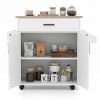 41.5" Rolling Kitchen Island Cart with Storage, White Kitchen Cart with Drawer & Cabinet, Spice Rack & Towel Holder