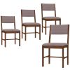 Modern Dining Chairs Set of 4, Linen Fabric Kitchen Chairs with Rubberwood Legs for Dining Room, Living Room, Brown