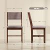 Modern Dining Chairs Set of 4, Linen Fabric Kitchen Chairs with Rubberwood Legs for Dining Room, Living Room, Brown