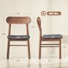 Set of 2 Dining Chairs, Upholstered Dining Room Chairs with Rubberwood Legs and Padded Seat for Kitchen, Gray