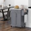 Kitchen Island on Wheels, Gray, with Drawer, Stainless Steel Top, Utility Cart with Towel & Spice Rack