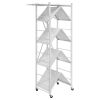 5-Tier Foldable Storage Shelf, 28 W x 15D x 64H Inch Folding Metal Rack Shelving Unit, No Assembly Organizer Shelf with 5 Wheels & 4 Hooks for Pantry