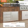 Outdoor Kitchen Door Drawer Combo 38.1''W x 22.6''H x 20.8''D, BBQ Access Door/Triple Drawers Combo with Stainless Steel Handles