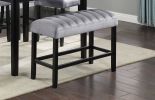 1pc Gray Black Counter Height Bench Dining Room Velvet Fabric Upholstery Kitchen Dining Wooden Furniture