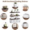 Multifunctional 2 in 1 Floating Shelves with Storage Basket, 66Lbs Capacity Floating Shelves with Storage Basket