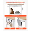 Kitchen Island Cart with Single Door Cabinet, Mobile Carts with Drawer, Towel Rack, Hooks, Portable Table on Swivel Wheels