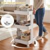 3 -Tier DIY Rolling Storage Cart,15.5" × 14.5" × 30" with Detachable Ventilated Trays for Kitchen & Bathroom