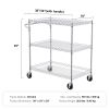 Kitchen Utility Cart, 3 Tiers, Wire Rolling Cart with 661LBS Capacity, Steel Service Cart on Wheels