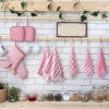 18 Pcs Pink Kitchen Decor Accessories Set Oven Mitts Pot Holders Kitchen Towels Dishcloths Oven Gloves Dish Towels Heatproof Potholders Pink and White
