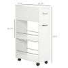 3- tier Slim Storage Cart, Rolling Narrow Kitchen Cart on Wheels for Small Place, Slide Out Side Utility Cart for Bathroom, Laundry