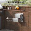 Outdoor Kitchen Drawers 14W x 14.4H x 23D Inch, Flush Mount Double BBQ Drawers Stainless Steel with Handle