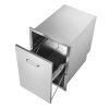 Pull Out Trash Drawer 17.7x22.8 Inch Raised Style Trash Bin with Pull-Out Tray Stainless Steel Trash Drawer with Handle for Outdoor Kitchen BBQ Island