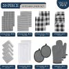 Kitchen Towels Set 20 Pack - Ultra Soft Cotton Kitchen Hand Towels, Highly Absorbent Dish Cloths, Durable Scrubbers, Flour Sack Tea Towels