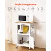 Kitchen Island Cart with Single Door Cabinet, Mobile Carts with Drawer, Towel Rack, Hooks, Portable Table on Swivel Wheels