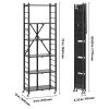 6-Tier Foldable Storage Shelf, 24W x 12D x 72H Inch Folding Metal Rack Shelving Unit, No Assembly Organizer Shelf with 5 Wheels & 4 Hooks for Pantry