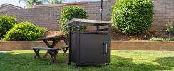 K&K 39.5" Outdoor Grill Cart with Storage Cabinet, Outdoor Bar Cart Pizza Oven Table with Wheels, Stainless Steel Top