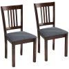Dining Chairs Set of 2 Linen Upholstered Kitchen Chairs with Rubberwood Legs for Dining Room Living Room Espresso Gray