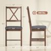 Set of 2 Dining Chairs, Upholstered X-Back Dining Room Chairs with Rubberwood Legs and Padded Seat for Kitchen, Gray