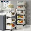 5 Tier Plastic Rolling Utility Cart for Office Living Room Kitchen Bedroom and Garage Movable Storage Rack with Simple Modern Design Multi Layer Shelv