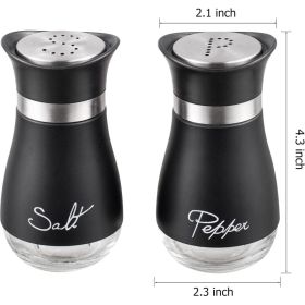 Salt And Pepper Shakers Set - Salt Containers For Gifts, Kitchen Decor, Home, RV, Camp, BBQ, 4 Oz Farmhouse Spice Dispenser With Glass Bottom, Set Of (Option: Black)