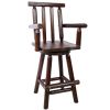Rustic Bar Stool - Fir Wood Construction, Chair with Footrest,Wide Armrest, Rustic Kitchen Stool, Tall Bistro Chair for Dining Room, Restaurant, Pub