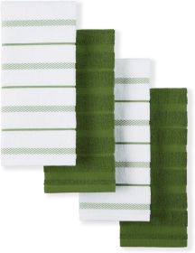 Albany Kitchen Towel 4-Pack Set, Matcha Green/White, 16"x26" (Material: Cotton)