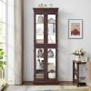 Lighted Glass Curio Display Cabinet,Display Cabinet,Glass Storage Cabinet Glass Wine cabinet Wood Frame Toy Display for Living Room, Kitchen