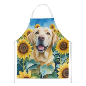 Labrador Retriever in Sunflowers Apron Cooking Kitchen Server Baking Crafts Gardening for Adult Women Men, Unisex, Large, Multicolor (Default: Default)