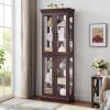 Lighted Glass Curio Display Cabinet,Display Cabinet,Glass Storage Cabinet Glass Wine cabinet Wood Frame Toy Display for Living Room, Kitchen