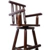 Rustic Bar Stool - Fir Wood Construction, Chair with Footrest,Wide Armrest, Rustic Kitchen Stool, Tall Bistro Chair for Dining Room, Restaurant, Pub