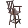 Rustic Bar Stool - Fir Wood Construction, Chair with Footrest,Wide Armrest, Rustic Kitchen Stool, Tall Bistro Chair for Dining Room, Restaurant, Pub